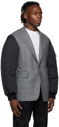 Alexander McQueen Grey Oversized Parka Sleeves Blazer