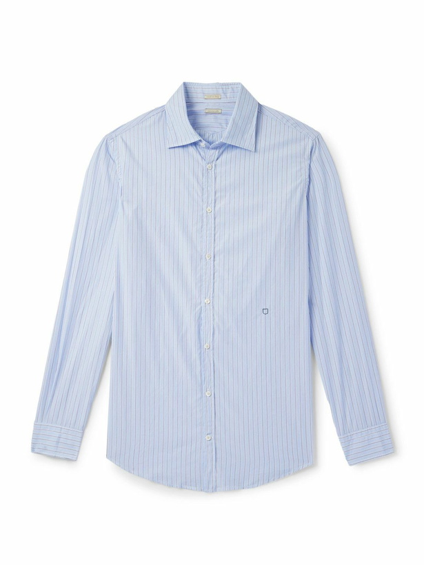 Photo: Massimo Alba - Genova Striped Cotton-Voile Shirt - Blue