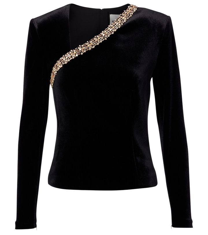 Photo: Roland Mouret Asymmetric embellished velvet top