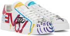 Dolce & Gabbana White & Multicolor Portofino Low Sneakers