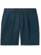 Brioni - Pienza Slim-Fit Straight-Leg Pleated Linen and Cotton-Blend Twill Shorts - Blue