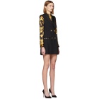 Versace Black Sleeveless Pleated Blazer Dress