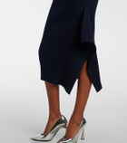 Stella McCartney Ribbed-knit ruffled cotton midi skirt