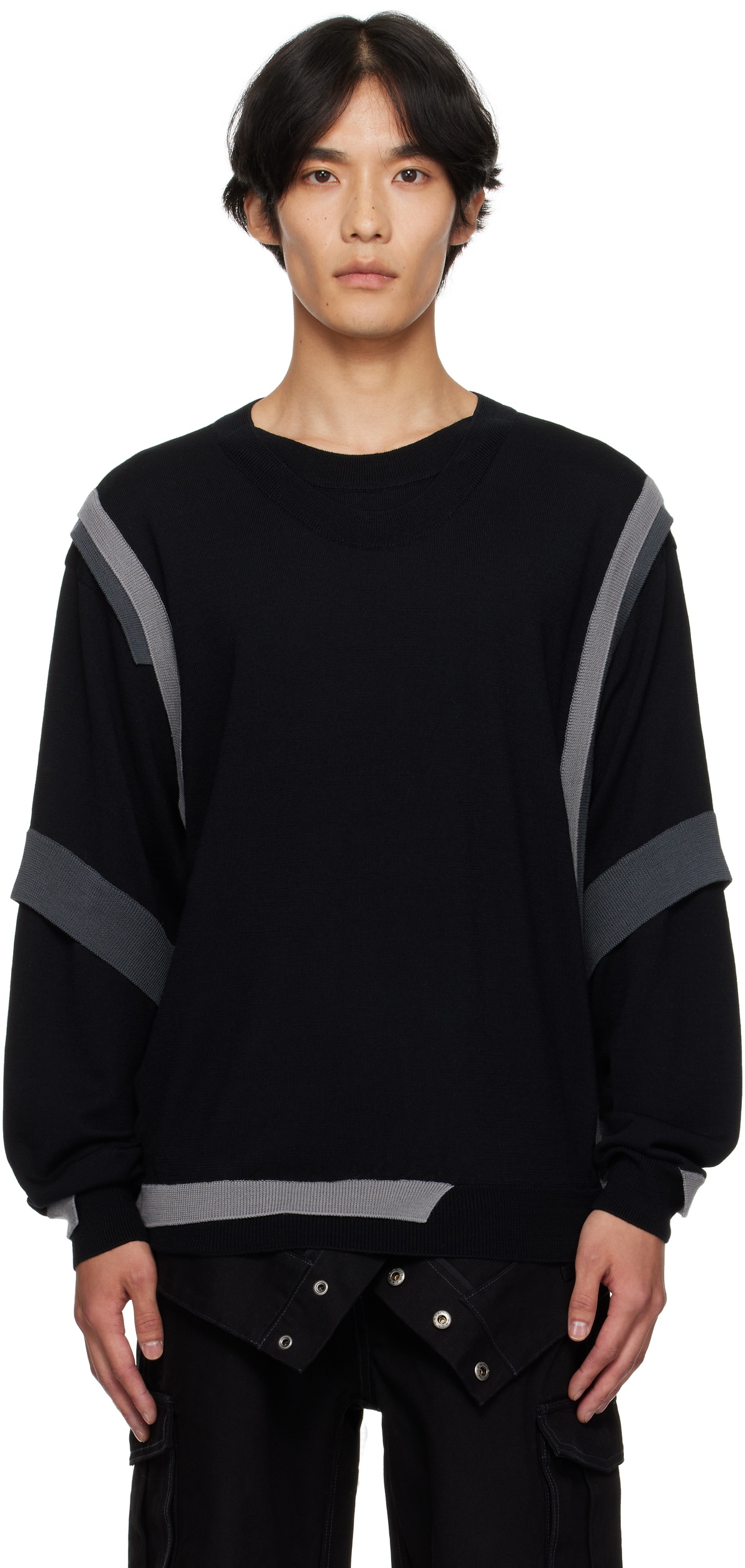 Andersson Bell Black Layered Crewneck Sweater