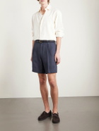 Lardini - Straight-Leg Pleated Linen-Twill Shorts - Blue