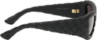 Bottega Veneta Black Intrecciato Rectangular Sunglasses