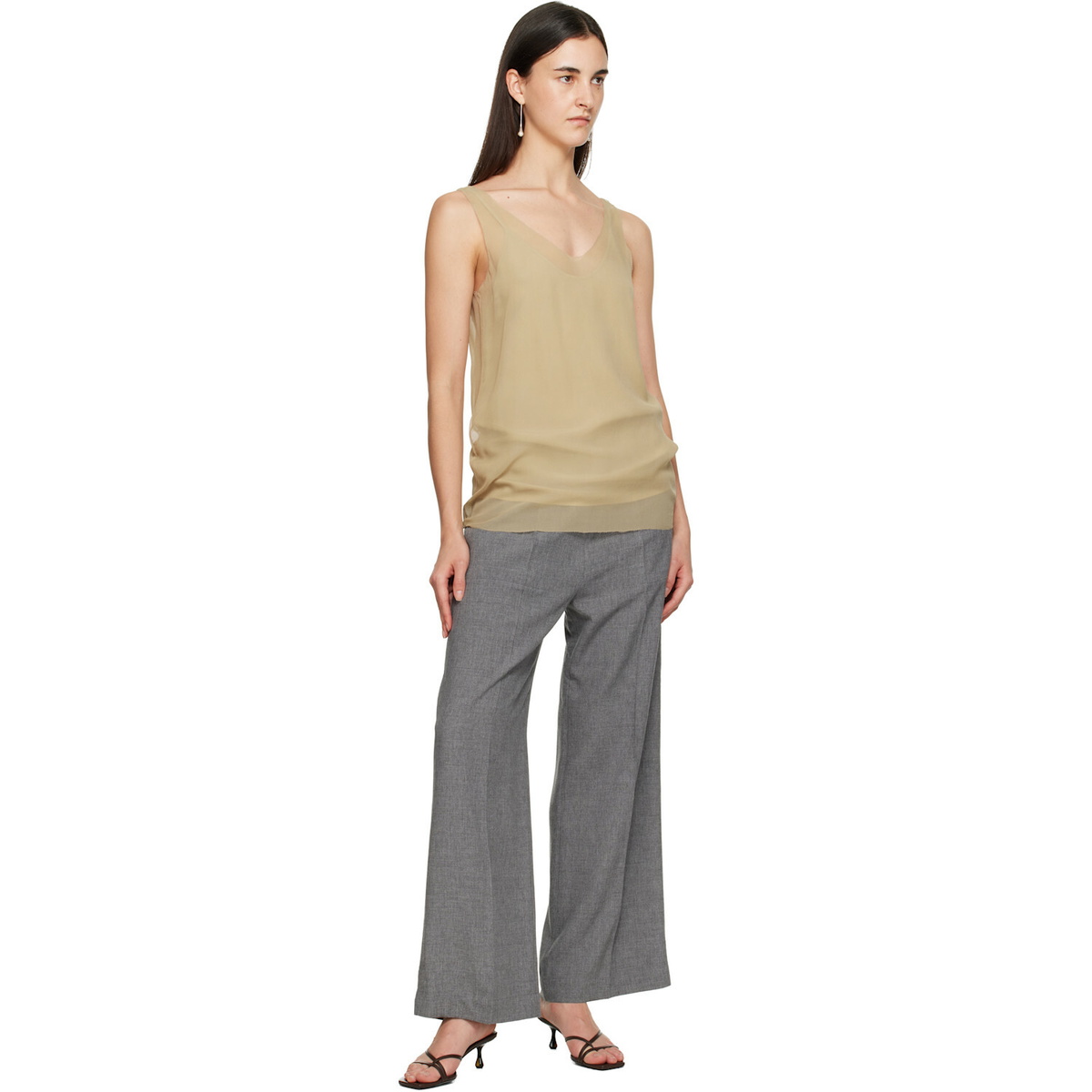 TOTEME Beige Chiffon Slip Top