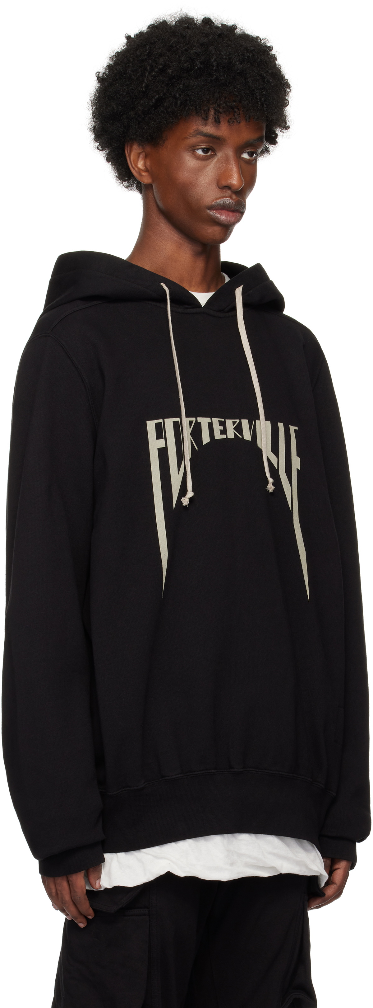 Rick Owens DRKSHDW Black Porterville Print Oversized Hoodie