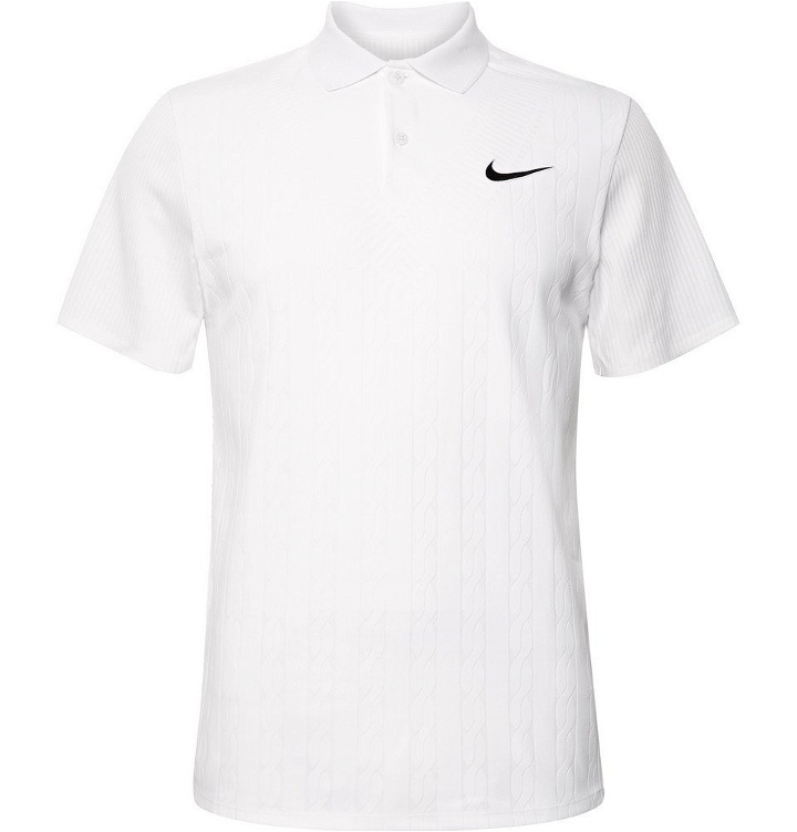Photo: Nike Tennis - Slim-Fit NikeCourt Advantage Dri-FIT Jacquard Tennis Polo Shirt - White
