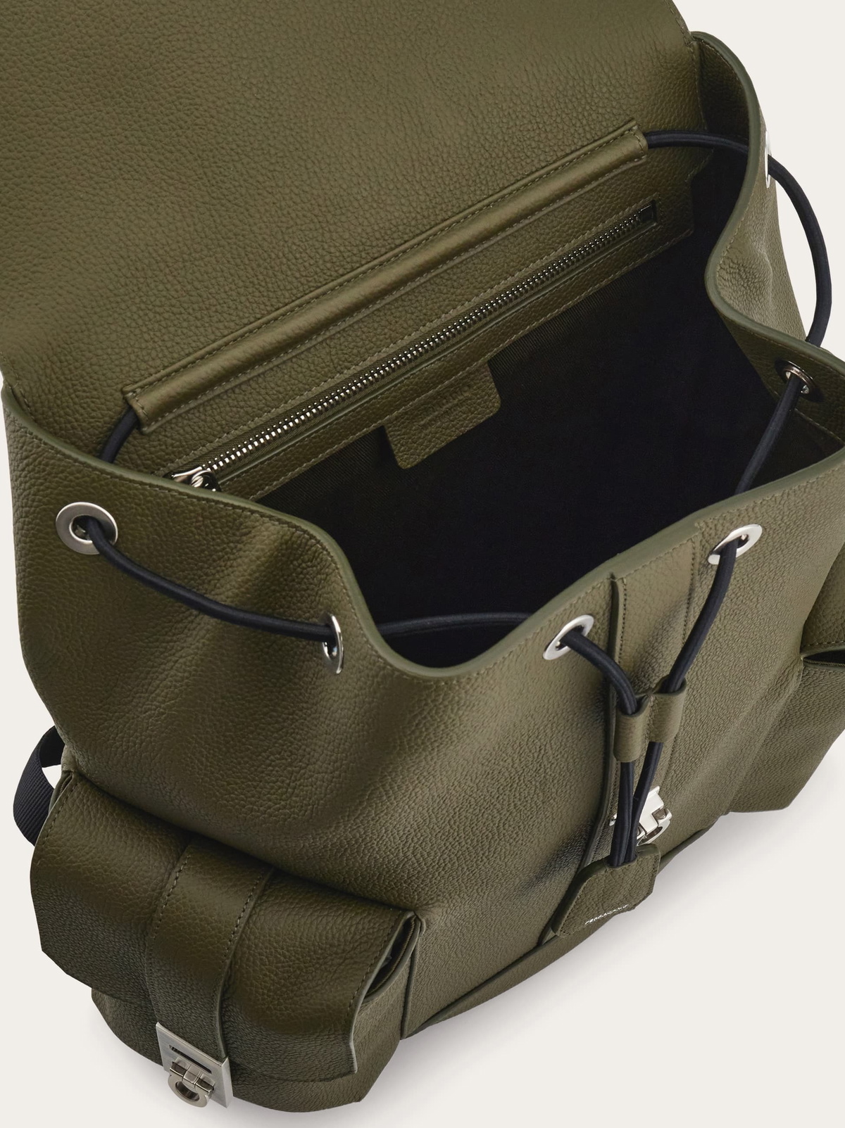 Ferragamo Mens Utility backpack with Hug buckles in Green