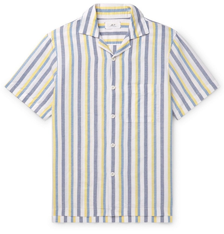 Photo: Mr P. - Camp-Collar Striped Linen and Cotton-Blend Shirt - Multi