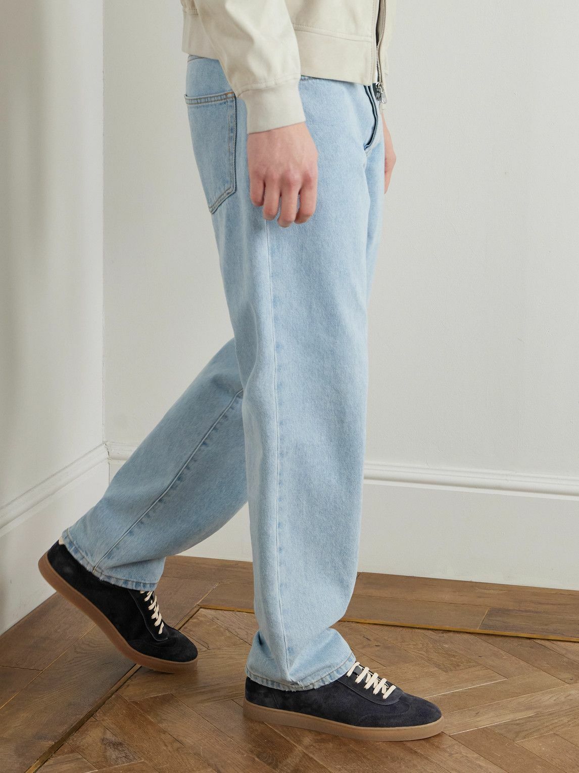 Brunello Cucinelli - Leather-Trimmed Suede Sneakers - Blue