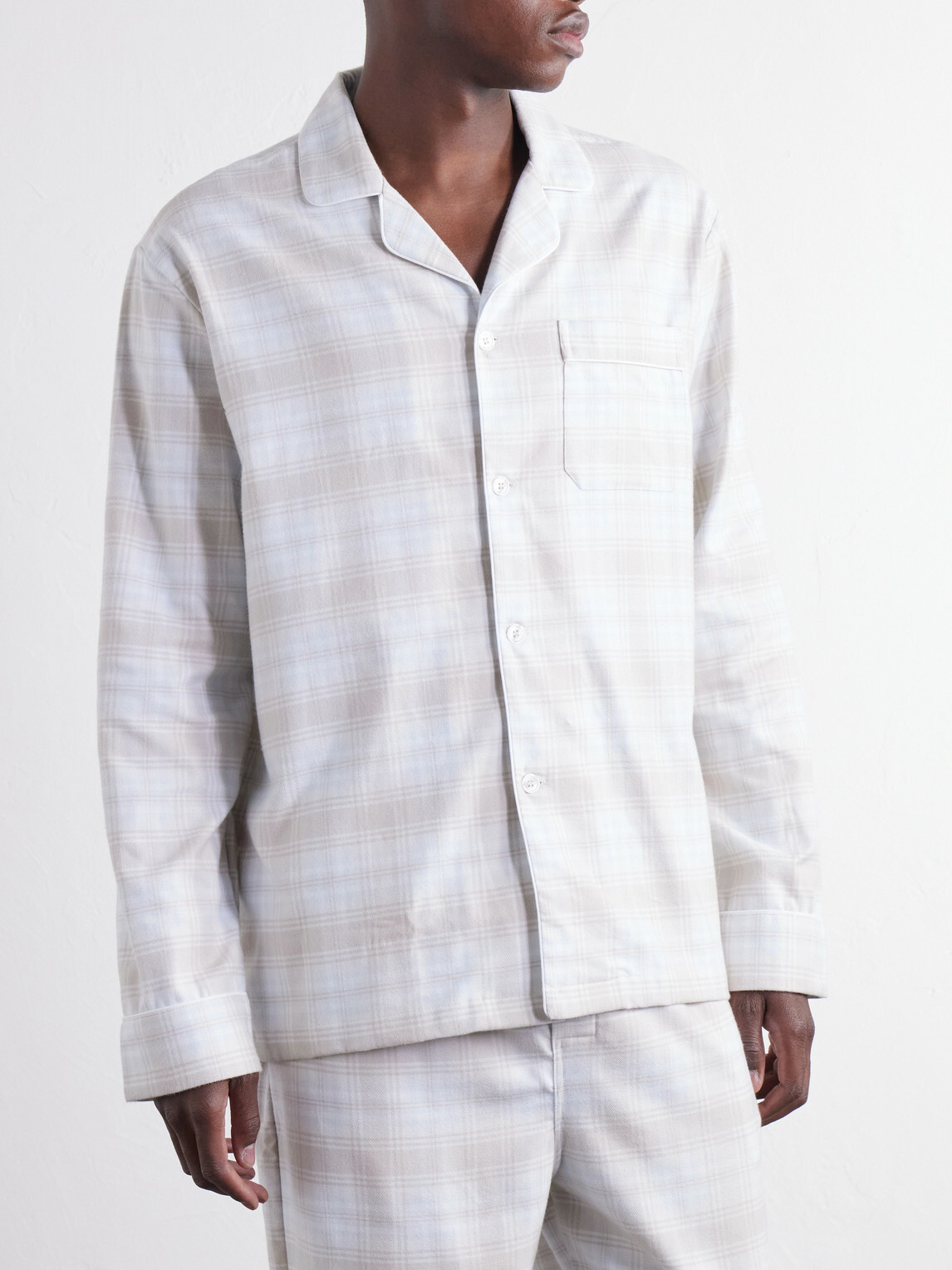Derek Rose - Kelburn Checked Brushed Cotton-Flannel Pyjama Set - Neutrals