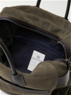 Bleu de Chauffe - Report Leather-Trimmed Suede Briefcase