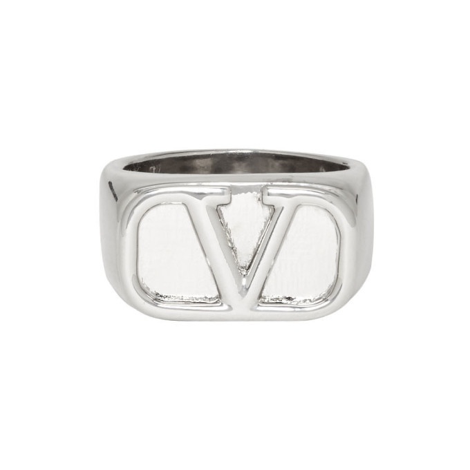 V Logo Chain Ring in Silver - Valentino Garavani