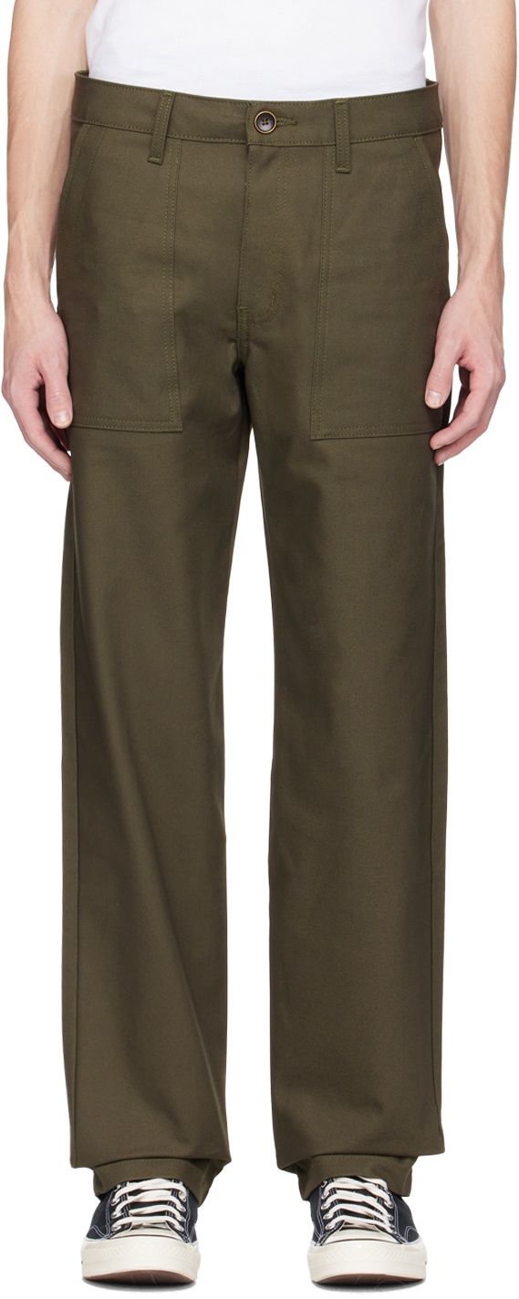 Naked & Famous Denim Green Work Trousers Naked and Famous Denim