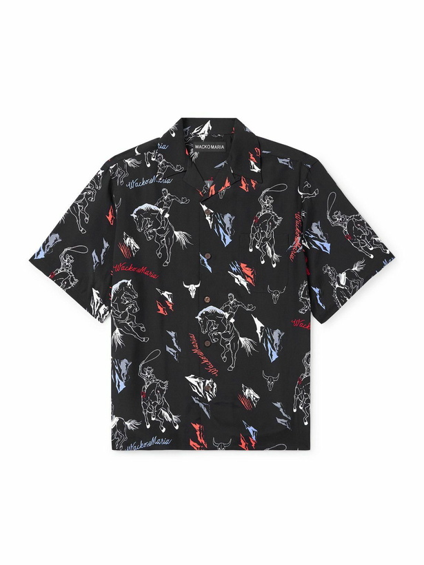 Photo: Wacko Maria - Convertible-Collar Printed Woven Shirt - Black