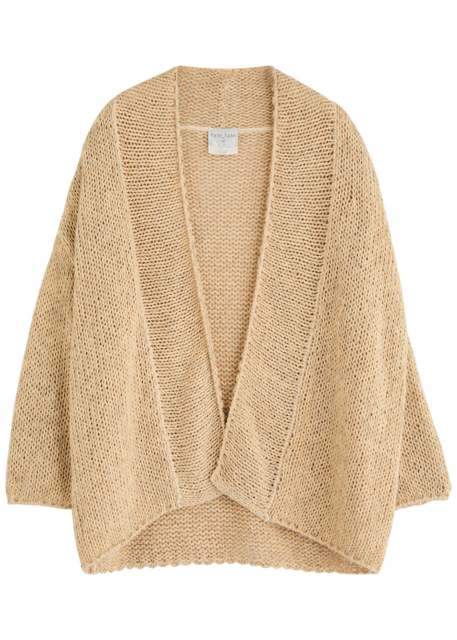 Forte_forte Shawl-collar Linen-blend Cardigan Caramel