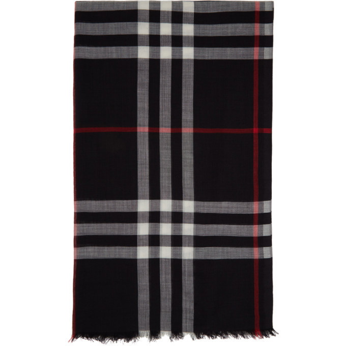 Photo: Burberry Navy Gauze Giant Check Scarf