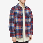 Isabel Marant Men's Kervon Padded Check Overshirt in Blue/Red