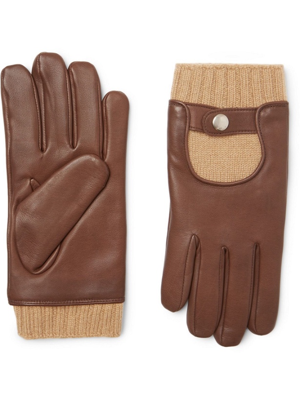 Photo: Mulberry - Cashmere and Leather Gloves - Brown