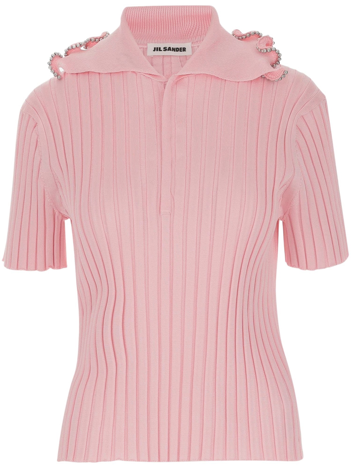 トップス JIL SANDER 2023SS SHORT SLEEVE POLO Jil Sander Women's Short Sleeve Polo Top in Champagne Jil Sander
