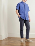 Mr P. - Straight-Leg Garment-Dyed Cotton Cargo Trousers - Blue