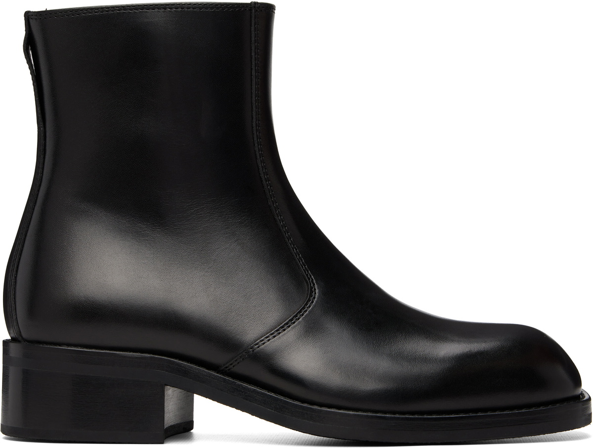 LEMAIRE Black Zipped Ankle Boots