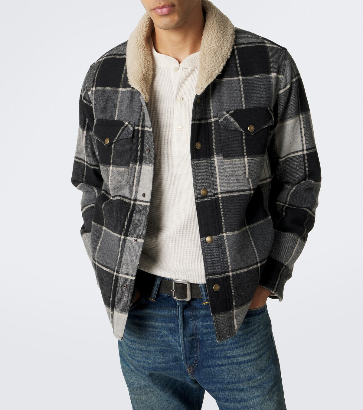 RRL Padded plaid cotton twill overshirt
