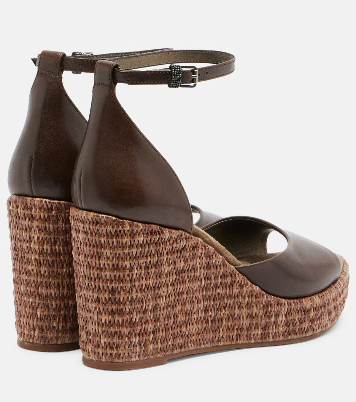 Brunello Cucinelli Monili leather espadrille wedges