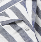 NN07 - Miyagi Camp-Collar Striped Linen Shirt - Blue