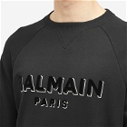 Balmain Men's Flock Logo Crew Sweat in Black/Silver