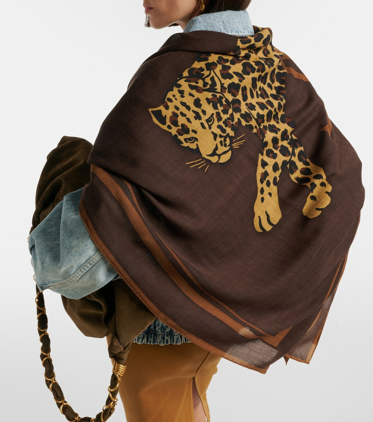 Saint Laurent Cassandre printed wool twill scarf