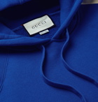 Gucci - Webbing-Trimmed Loopback Cotton-Jersey Hoodie - Men - Blue