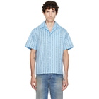 Versace Blue Jacquard Cotton-Silk Regular Shirt