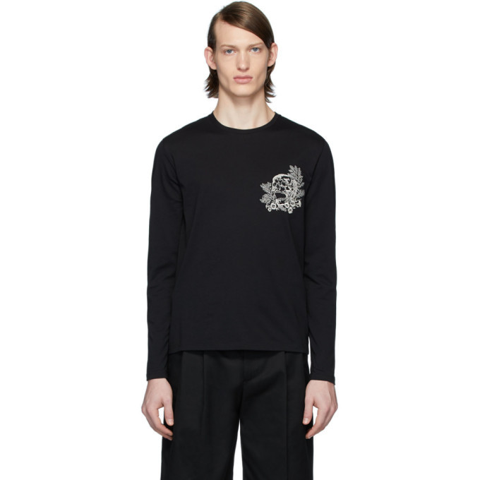 Alexander McQueen Black Skull Flower Long Sleeve T-Shirt Alexander