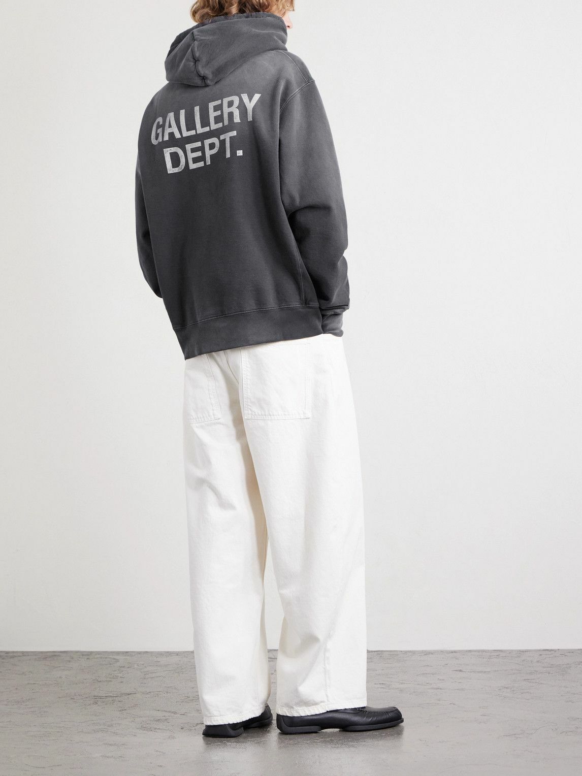 Gallery Dept. - Logo-Print Paint-Splattered Cotton-Jersey Hoodie - Gray