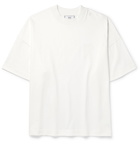 AMI PARIS - Logo-Embroidered Cotton-Jersey T-Shirt - Neutrals