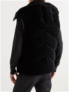 TOM FORD - Leather-Trimmed Quilted Cotton-Velvet Down Hooded Gilet - Black