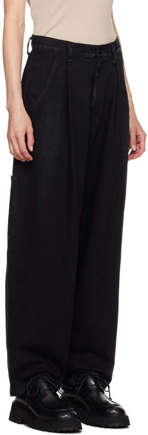 Y's Black Pleated Jeans