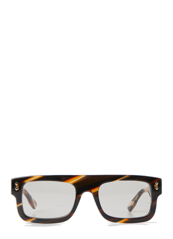 Photo: Striped Square Frame Sunglasses in Brown