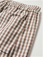 mfpen - Easy Straight-Leg Checked Cotton, TENCEL™ Lyocell and Linen-Blend Trousers - Brown