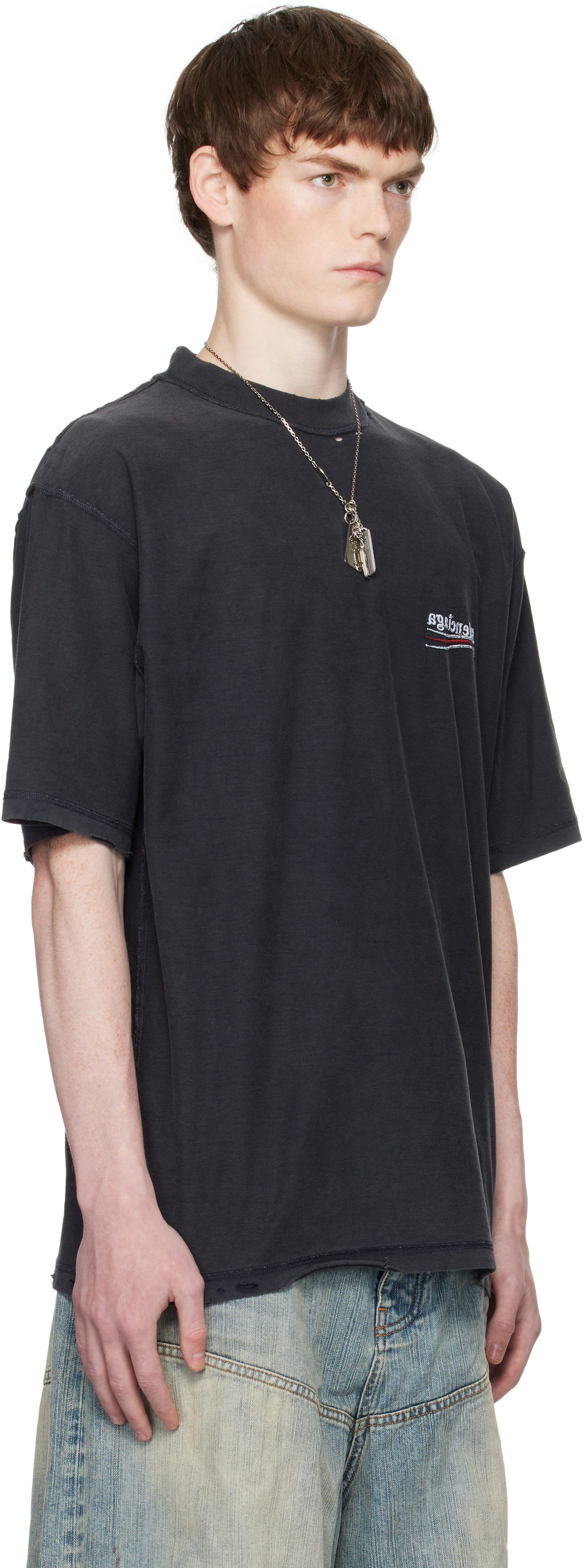 Balenciaga Gray Political Campaign Inside-Out T-shirt