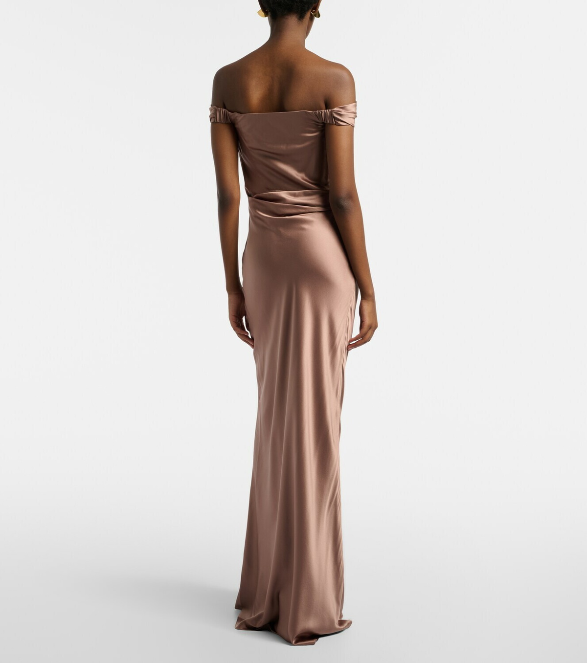 The Sei Bardot off-shoulder silk charmeuse gown