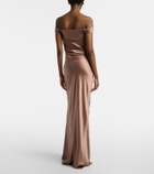 The Sei Bardot off-shoulder silk charmeuse gown