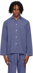 Tekla Blue & Brown Long Sleeve Pyjama Shirt