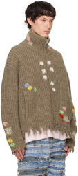 doublet Brown Darning Cutoff Drivers Cardigan