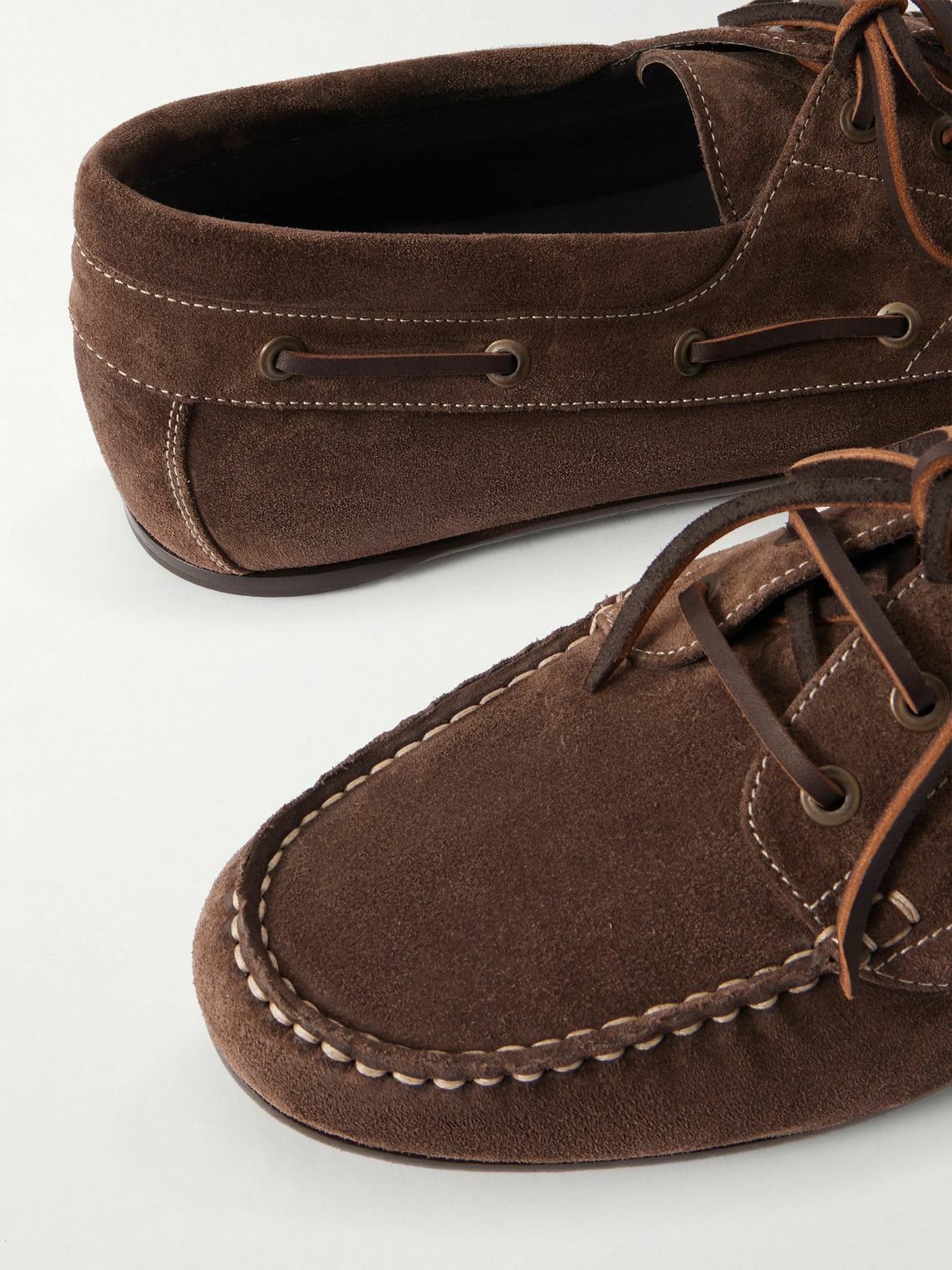 Manolo Blahnik - Marino Suede Boat Shoes - Brown