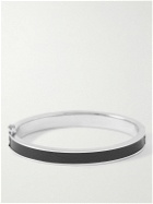 SAINT LAURENT - Silver-Tone and Leather Bracelet - Black