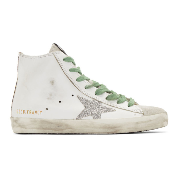Golden Goose White and Silver Francy Sneakers Golden Goose Deluxe
